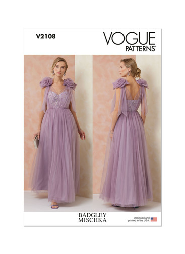 V2108 (PDF) | Vogue Patterns Misses' Gown by Badgley Mischka