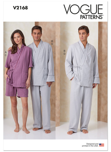 V2168 (PDF) | Vogue Patterns Unisex Robe, Pajama Pants and Shorts