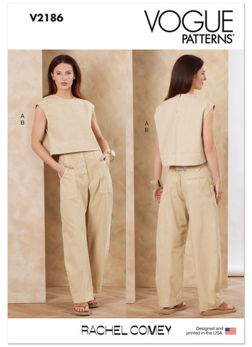 V2186 (PDF) | Vogue Patterns Misses' Relaxed Crop Top and Slouchy