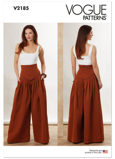 V2185 | Vogue Patterns Misses' Basque Waist Pleated Pants | Vogue