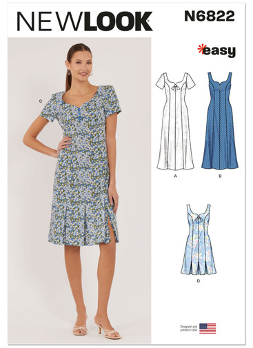 N6822 | New Look Sewing Pattern Misses' Dress in Two Lengths with