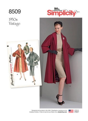 S8509 | Simplicity Sewing Pattern Misses' Vintage Coat or Jacket