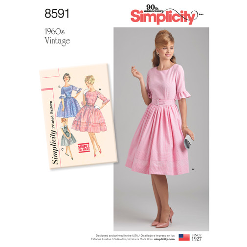 Simplicity S8591 | Misses' & Petites' Vintage Dress | Front of Envelope