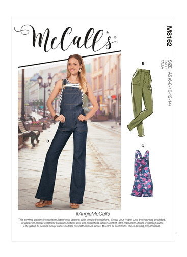 M8162 (PDF) | #AngieMcCalls - Misses' Flared Jeans, Overalls