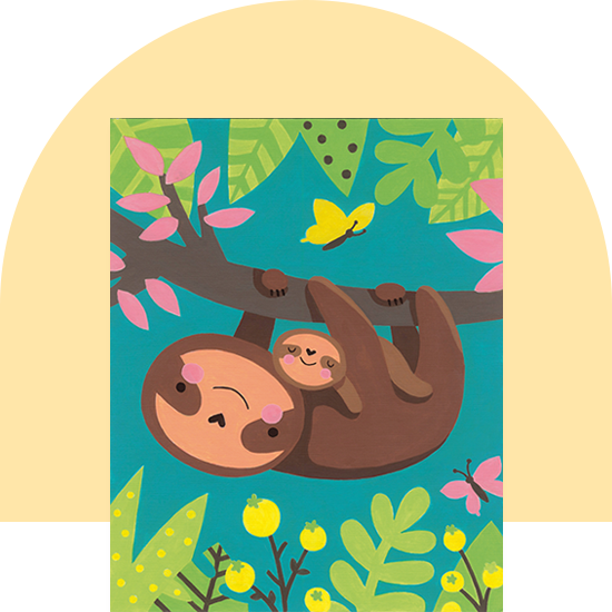 Sloth and Baby, Paint by Number
