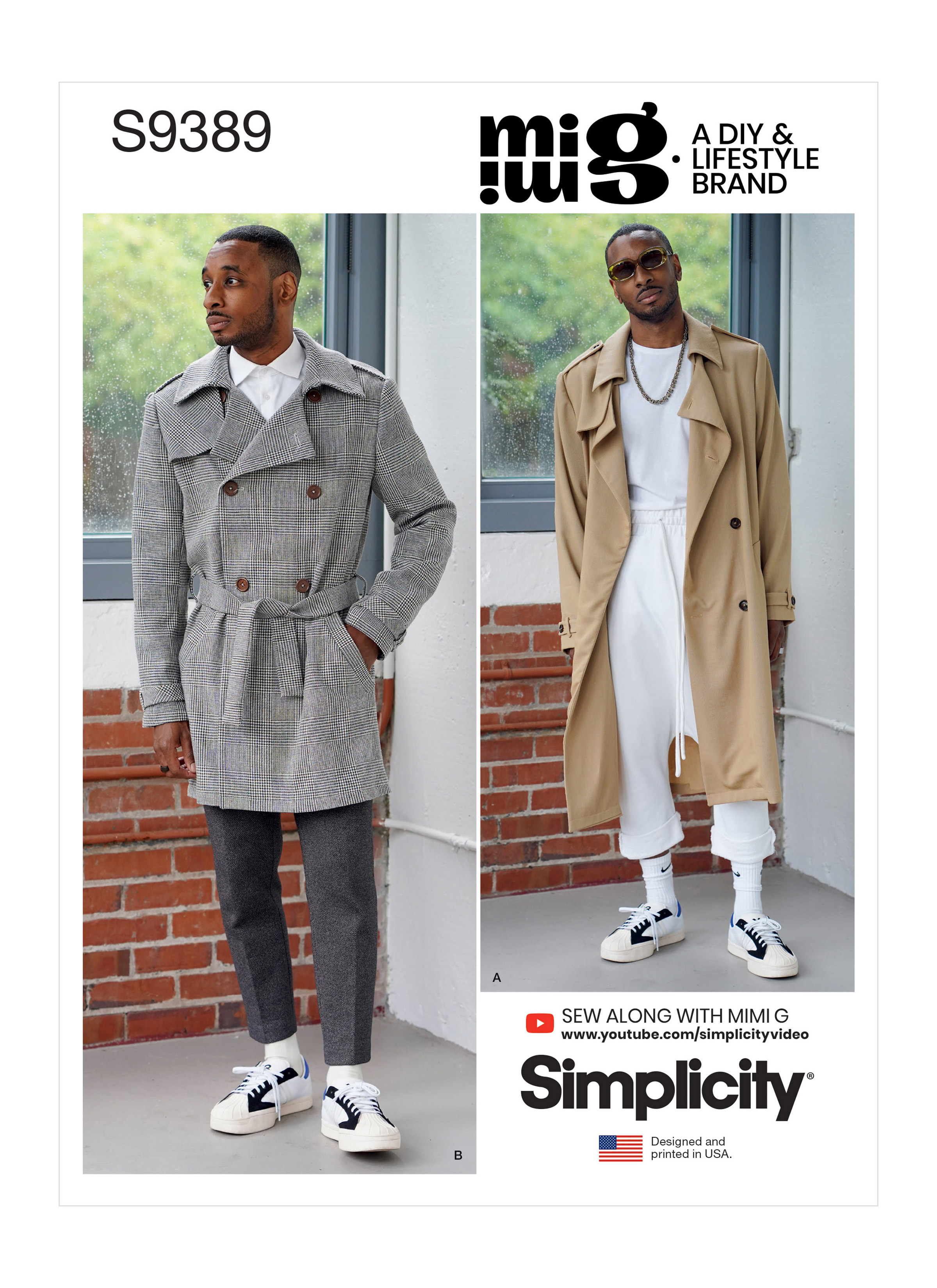 S9389 (PDF) | Simplicity Sewing Pattern Men's Trench Coat in