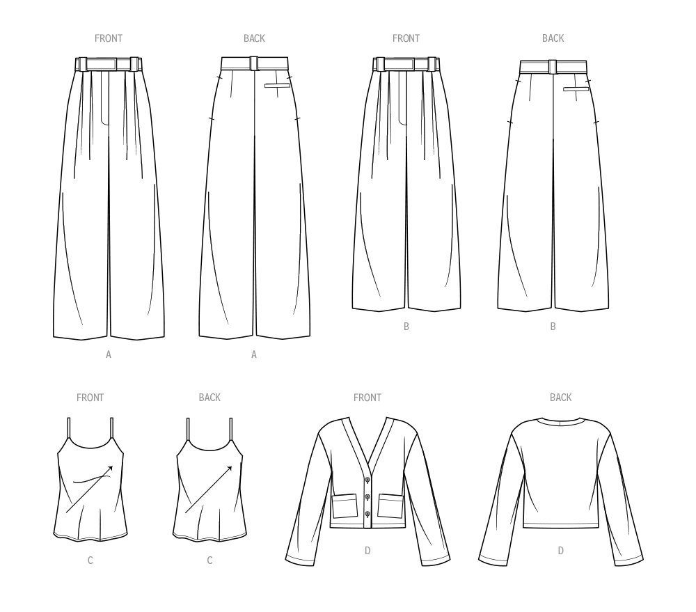 S9827 (PDF) | Women's Pants in Two Lengths, Camisole and Cardigan ...