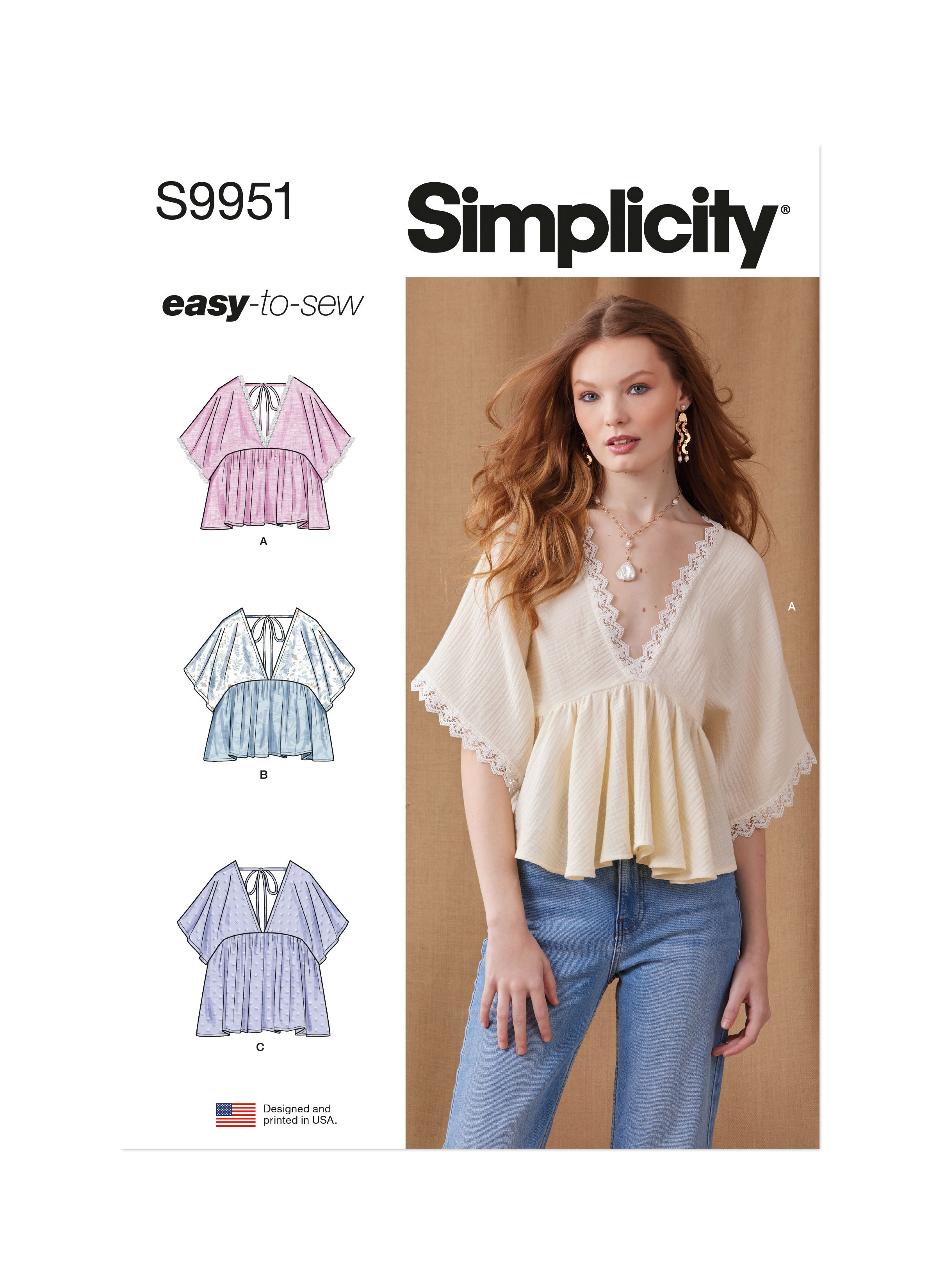 トップス vintage gilet original stitch processing S9951 | Simplicity Sewing Pattern Misses' Top In Two Lengths