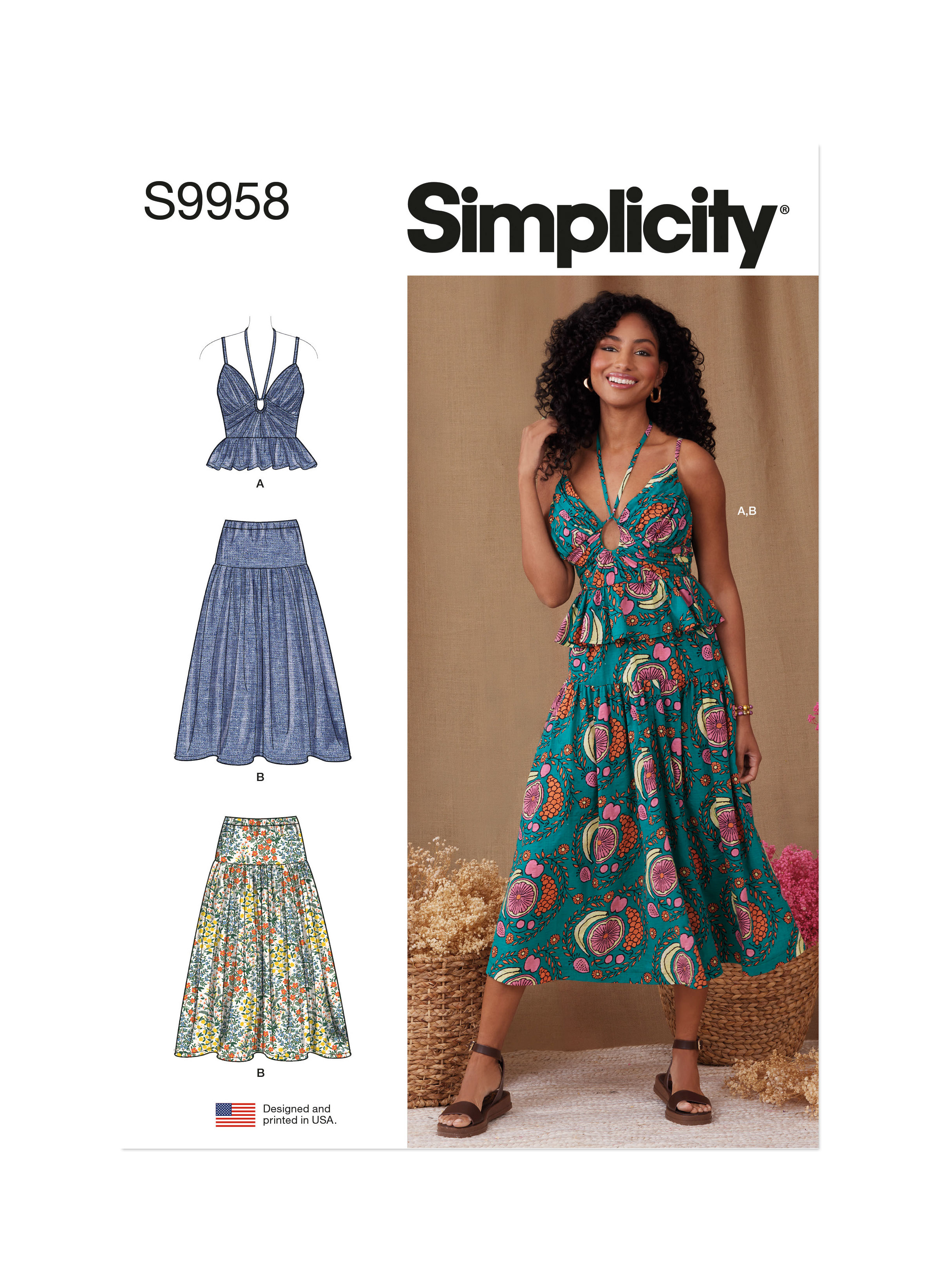 S9958 | Simplicity Sewing Pattern Misses' Top and Skirt