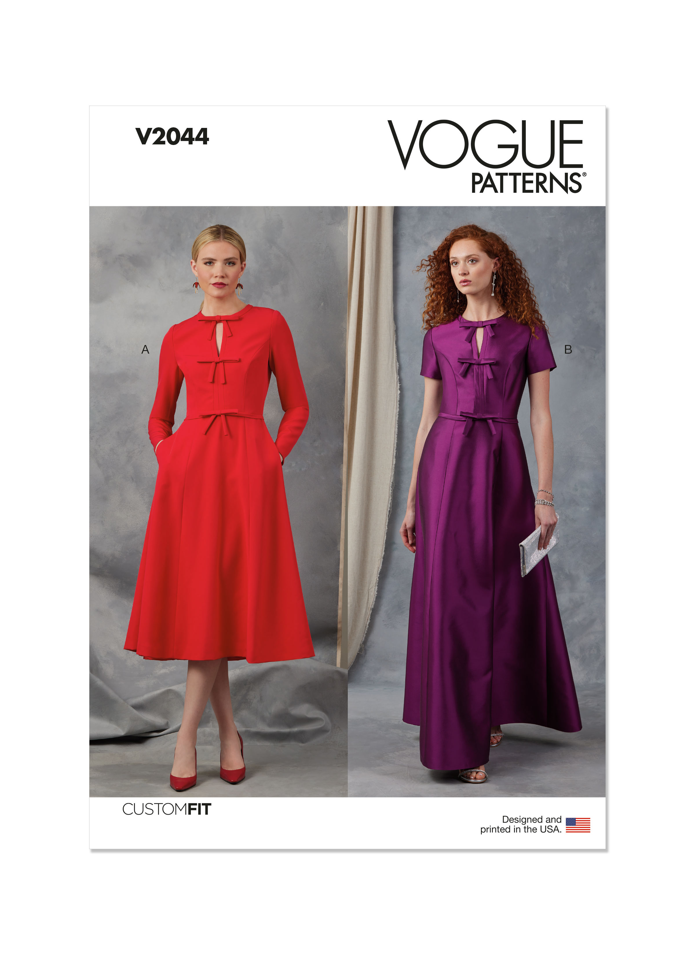 V2044 (PDF) | Vogue Patterns Misses' Dress with Sleeve and Length