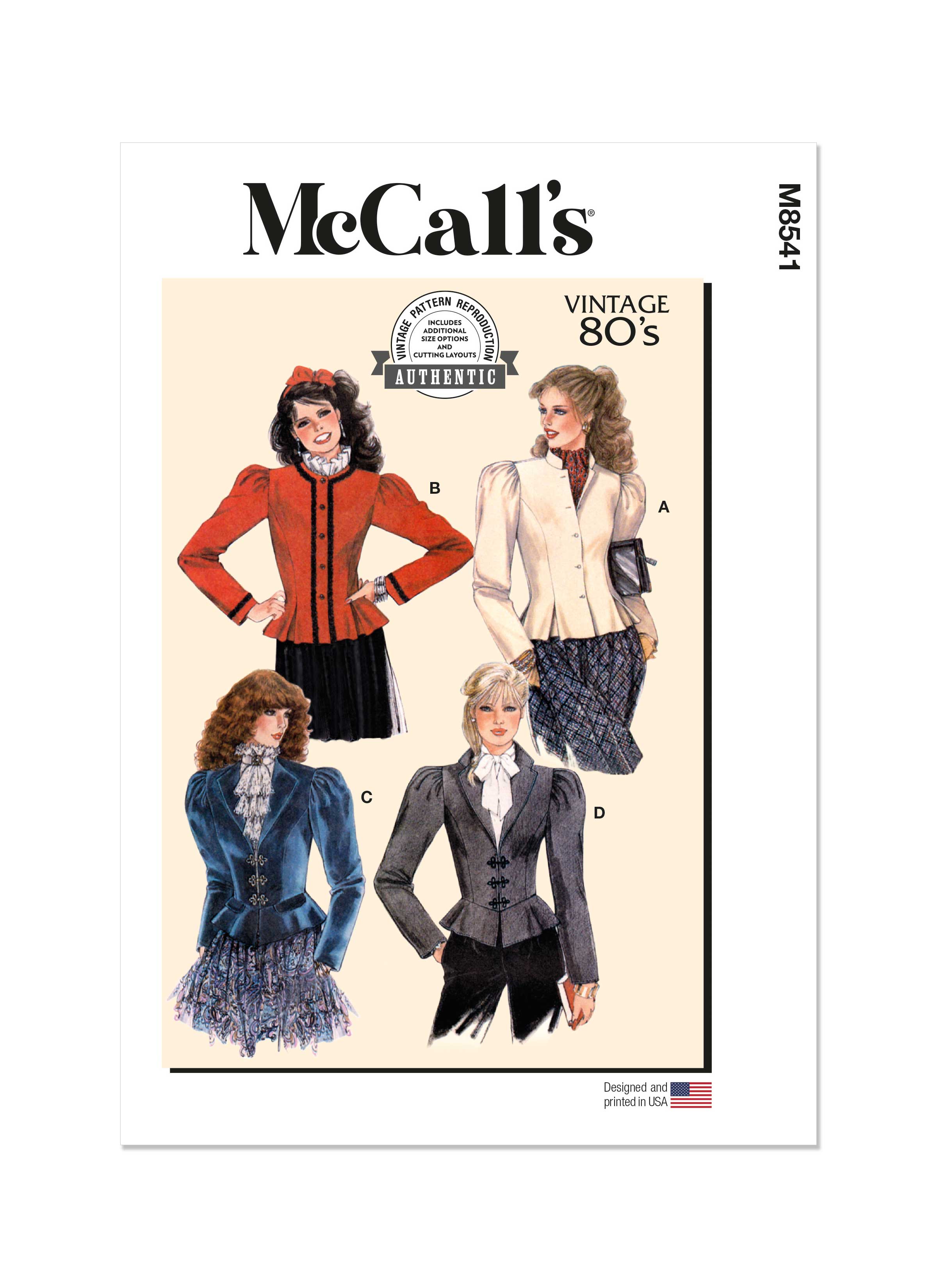 M8541 (PDF) | Misses' Jackets | McCall's