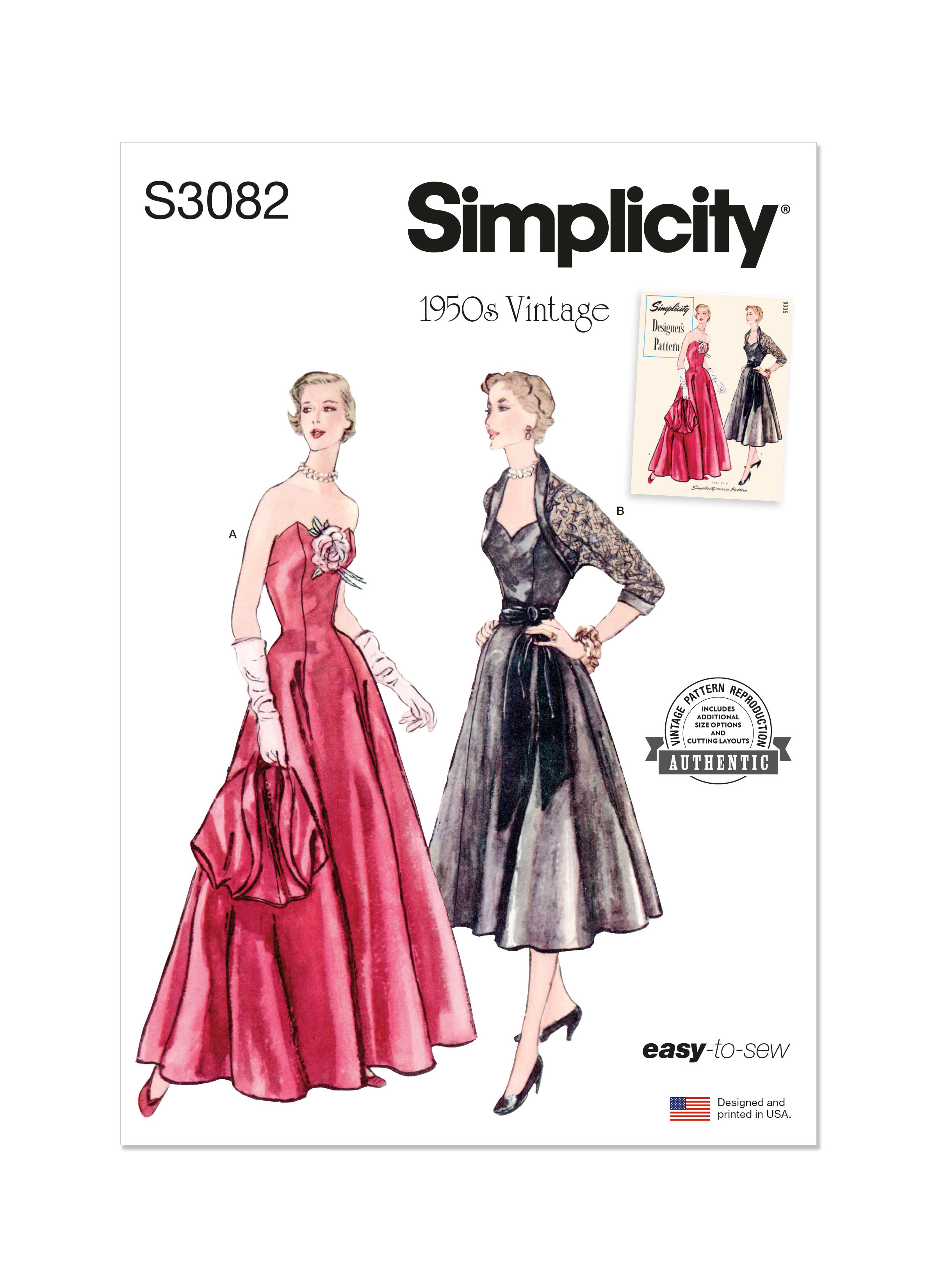 S3082 Simplicity Sewing Pattern 1950s Misses' Afternoon and