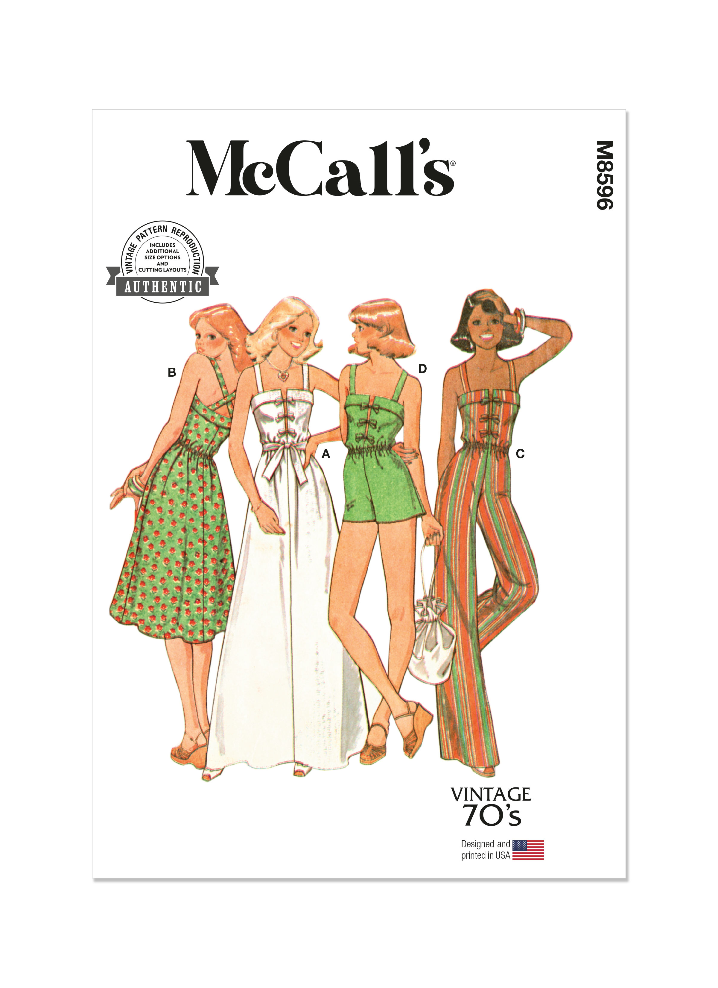 M8596 (PDF) | McCall's Sewing Pattern 1970s Misses' Dresses or