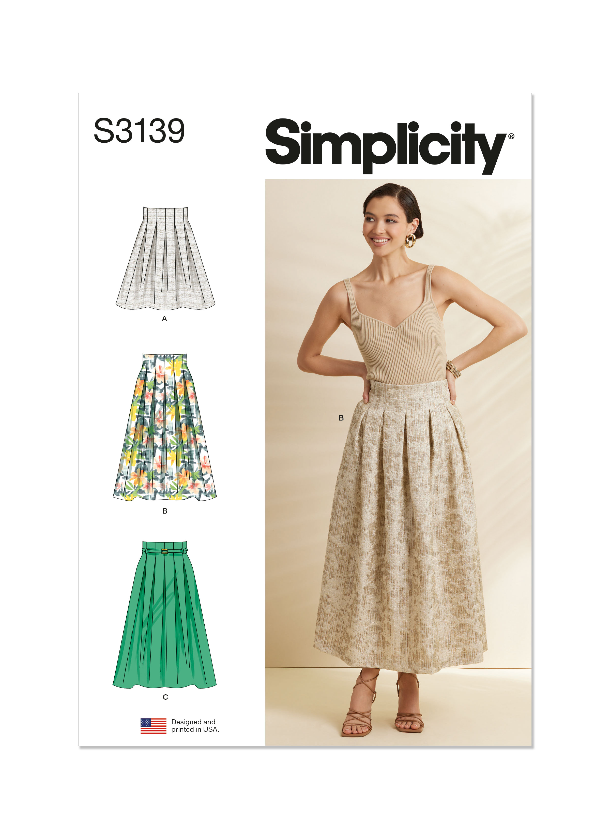 S3139 (PDF) Simplicity Sewing Pattern Misses' Pleated Skirt in