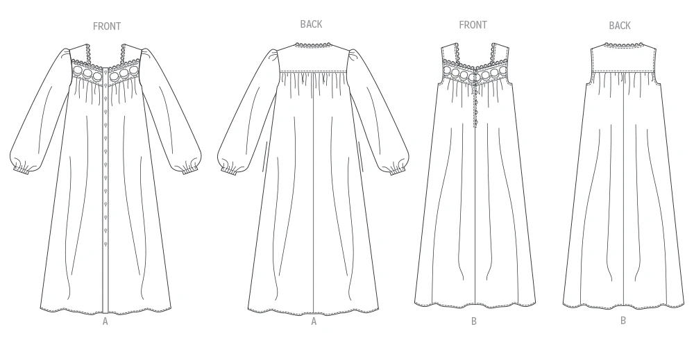 B7062 | Butterick Sewing Pattern Misses' Robe and Nightgown | Butterick