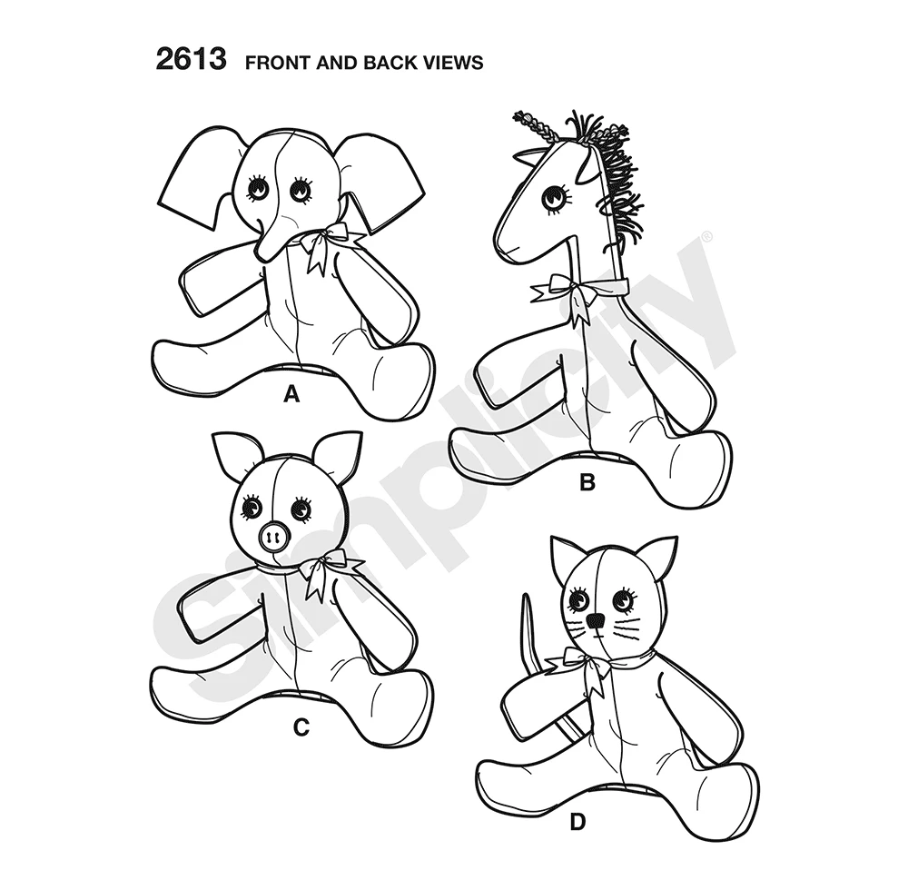 S2613 | Simplicity Sewing Pattern Crafts: Stuffed Animals | Simplicity