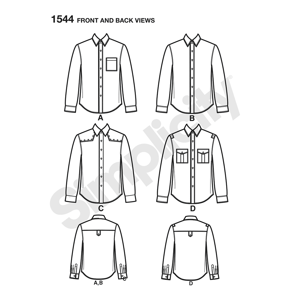 S1544 | Simplicity Sewing Pattern Men's Shirt with Fabric Variations ...