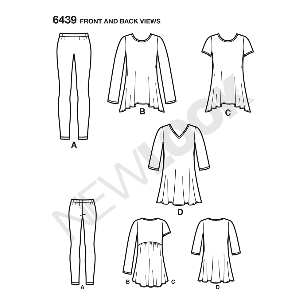 N6439 | New Look Sewing Pattern Misses' Knit Tunics with Leggings | New ...