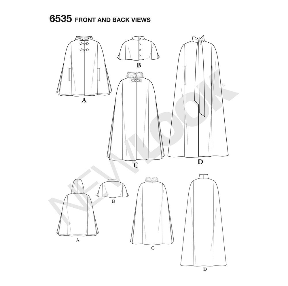 N6535 | New Look Sewing Pattern Misses' Capes in Four Lengths | New Look