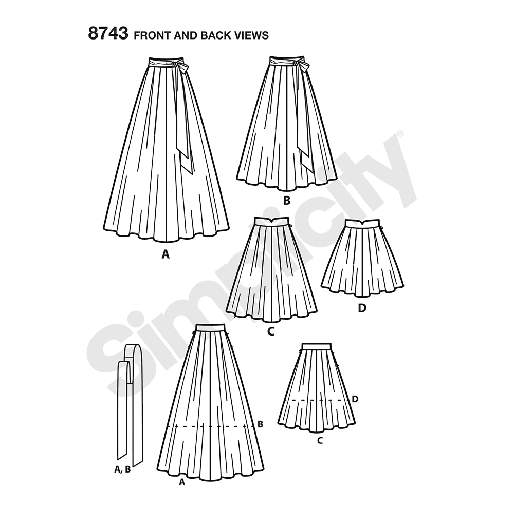 S8743 Simplicity Sewing Pattern Misses Pleated Skirts Simplicity