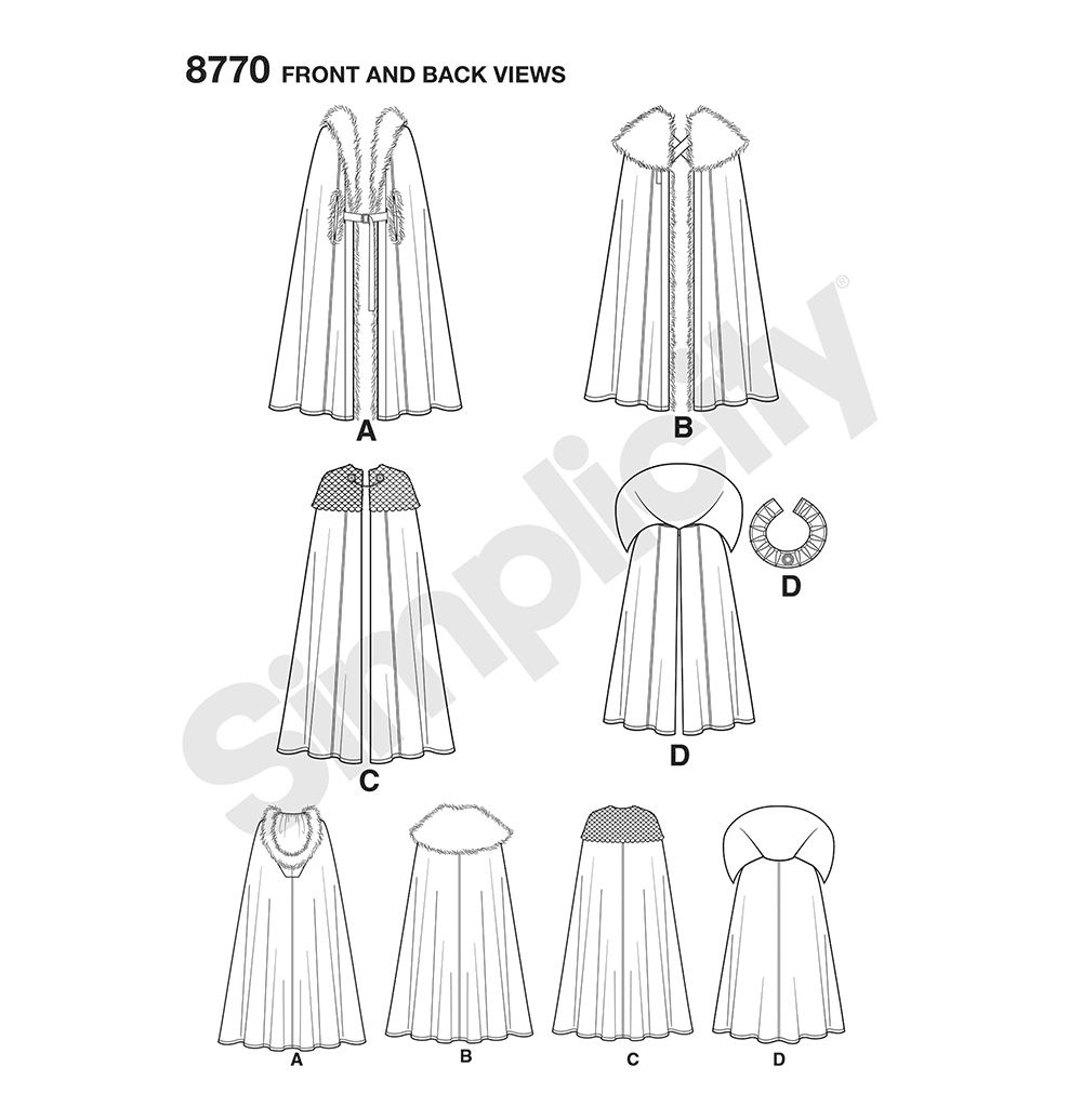S8770 Simplicity Sewing Pattern Unisex Costume Capes Simplicity
