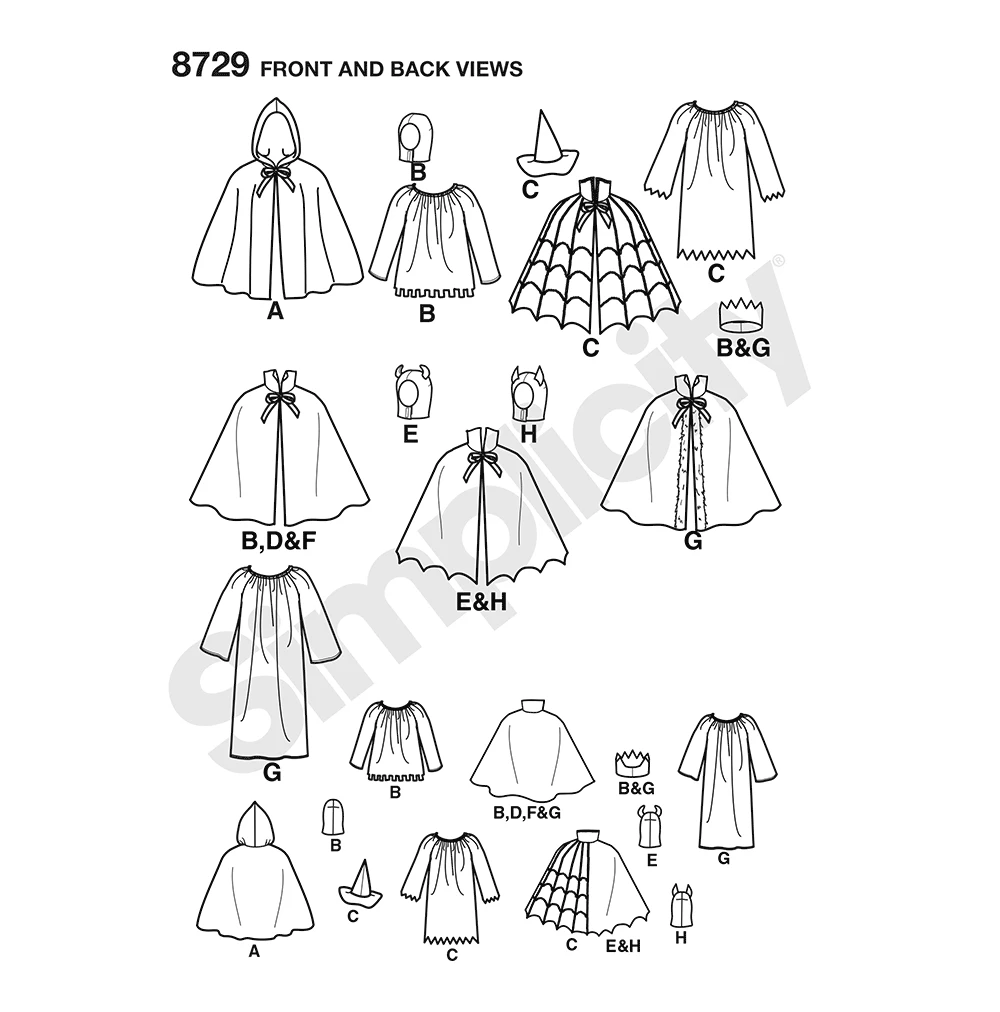 S8729 | Simplicity Sewing Pattern Child's Cape Costumes | Simplicity