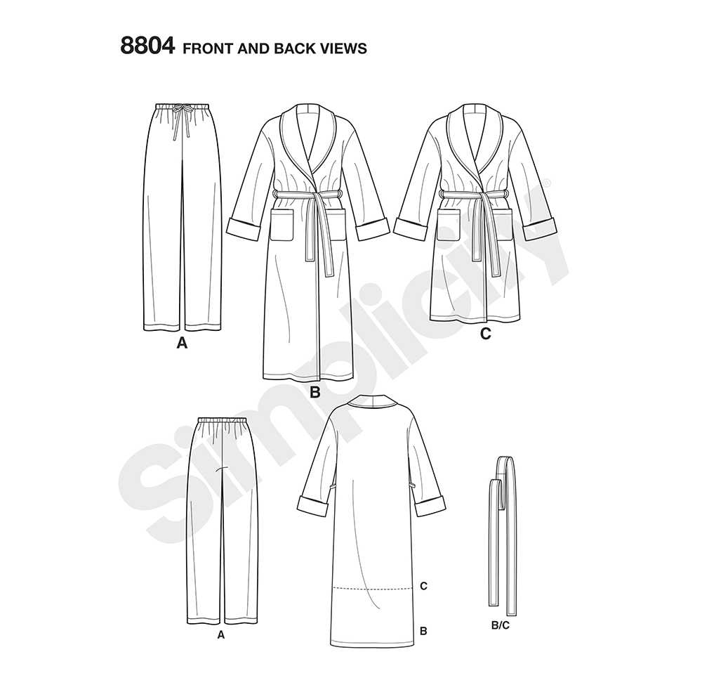 S8804 | Simplicity Sewing Pattern Women's Plus Size & Men's Robe and ...