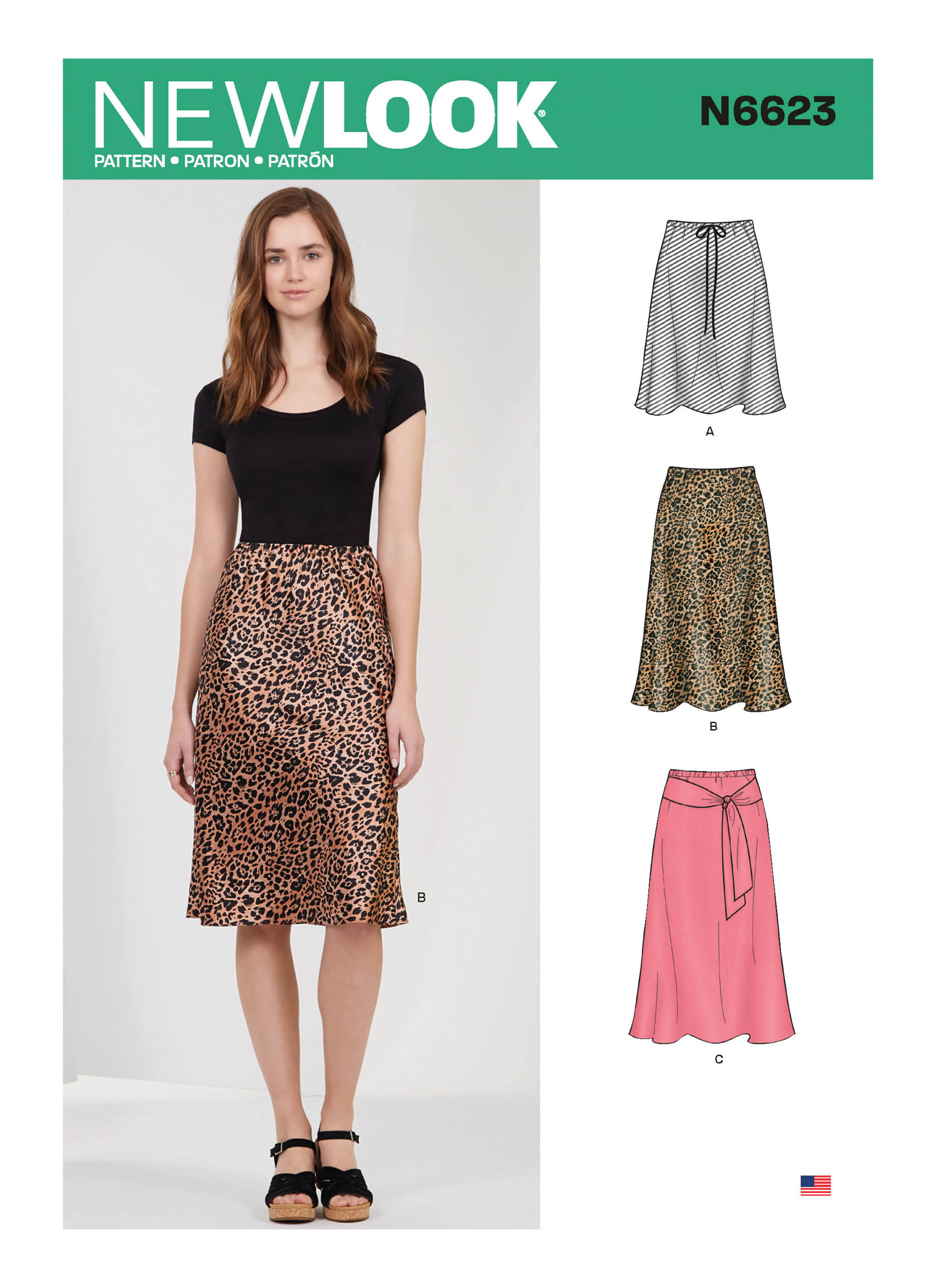 N6623 | New Look Sewing Pattern Misses' Skirt In Three