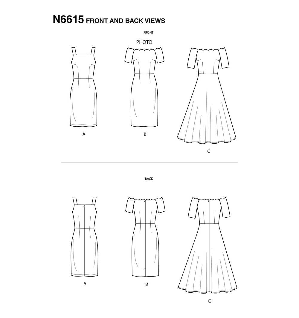 N6615 | New Look Sewing Pattern Misses' Dresses | New Look