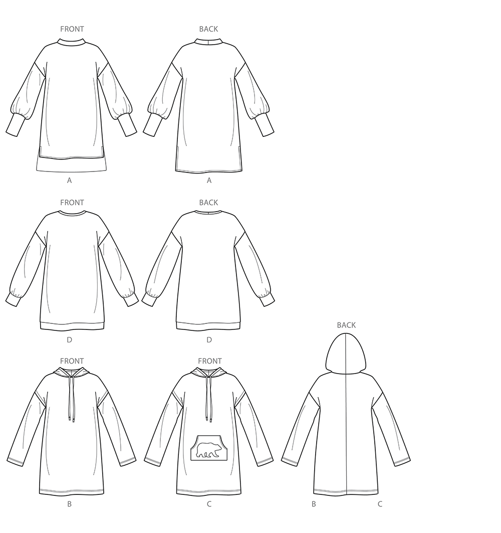 S8947 | Simplicity Sewing Pattern Misses' Knit Sweatshirt Mini Dresses ...