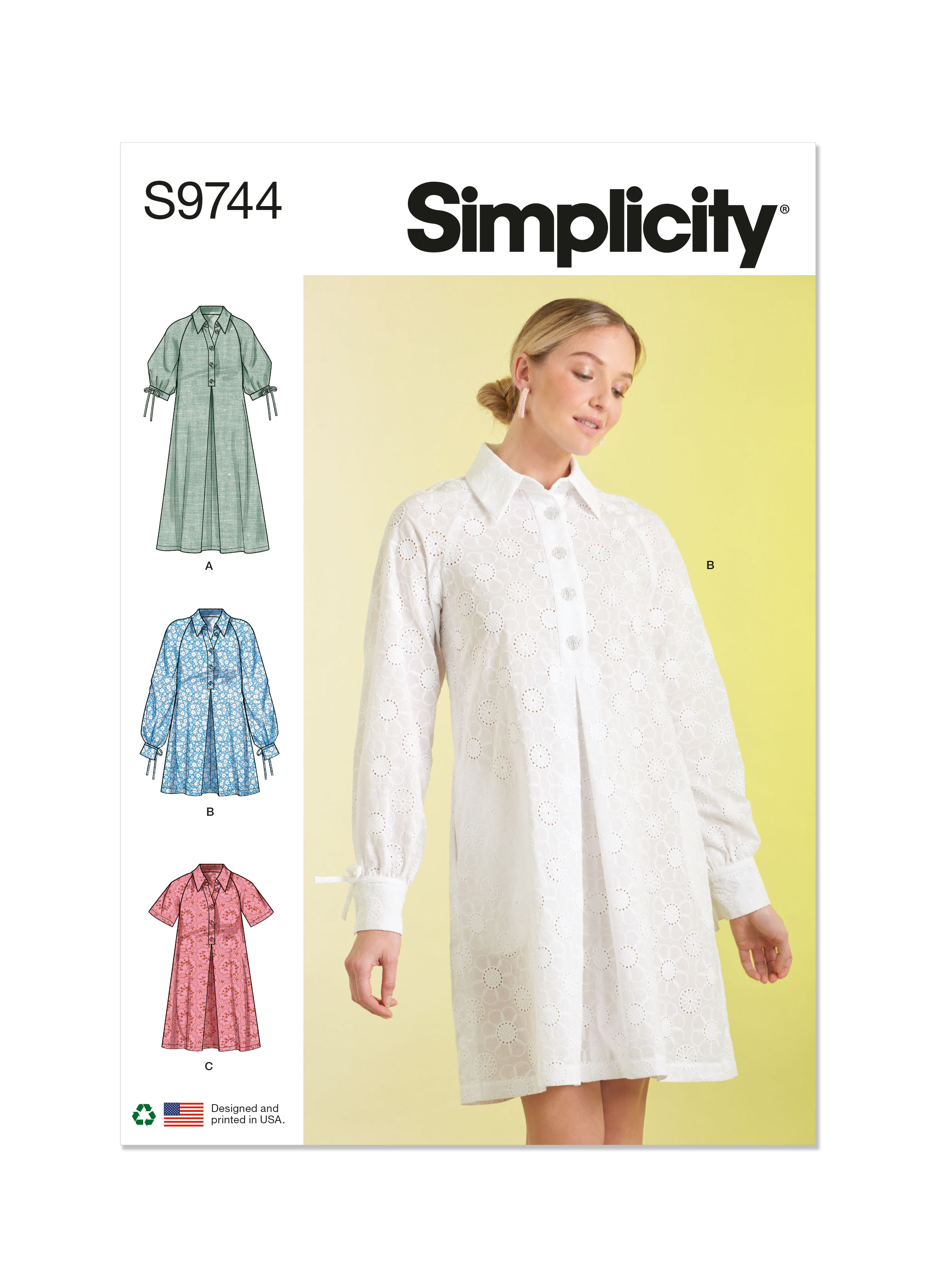 ★2023SS新作★VITALSIGN★Two Button Collar Stitch Dress S9744 | Misses' Dresses | Simplicity