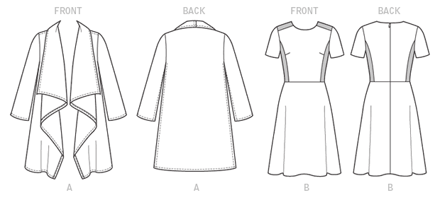 B6244 | Misses'/Women's Draped Collar Coat and Dress | Butterick Patterns