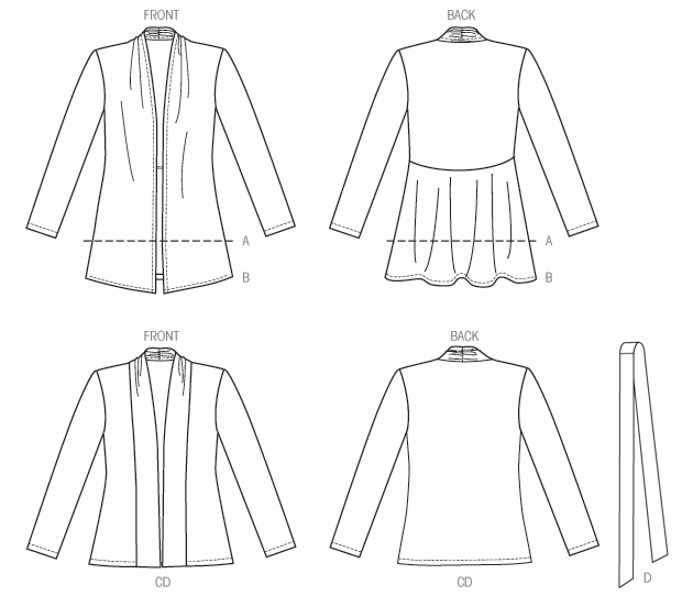 PDM6996 Misses' Gathered Collar Jackets and Belt McCall's Patterns