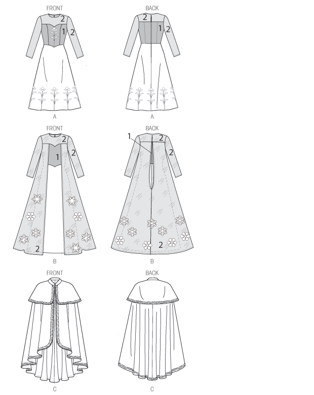 M7000 | Winter Princess Dresses, and Cape with Collar and Capelet ...