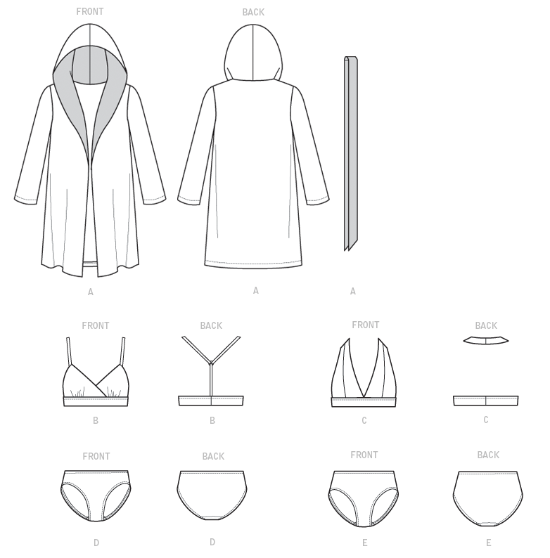 PDM7516 Misses' Robe with Hood, Belt, TBack or Halter Bras, and