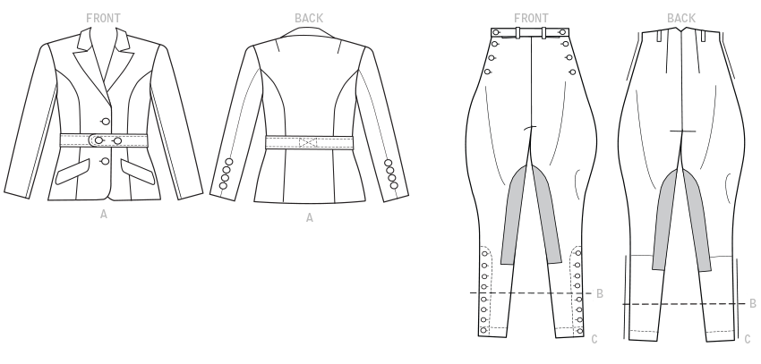 PDB6433 | Misses' Banded Jacket, Jodphurs, and Breeches | Butterick ...