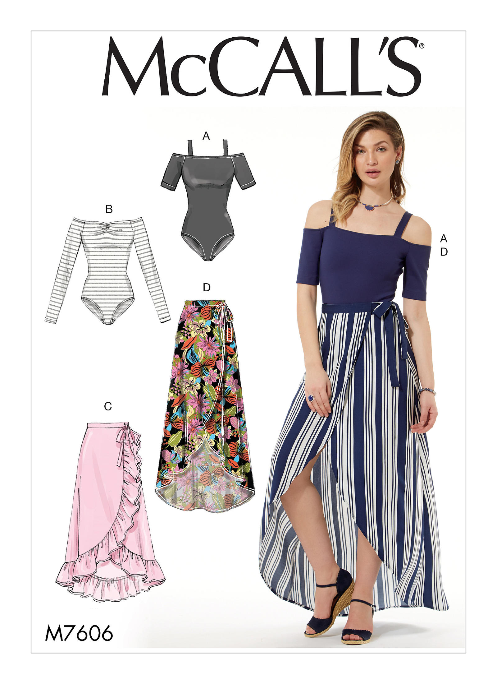 てといとsewing様 M7606 (PDF) | Misses' Off-the-Shoulder Bodysuits and Wrap Skirts