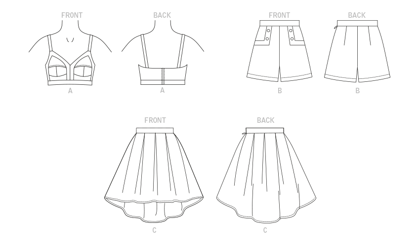 V1893 | Misses' Top, Shorts and Skirt | Vogue Patterns