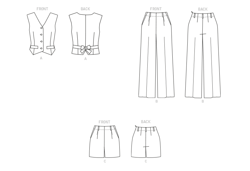 B6901 | Misses' Vest, Pants and Shorts | Butterick Patterns