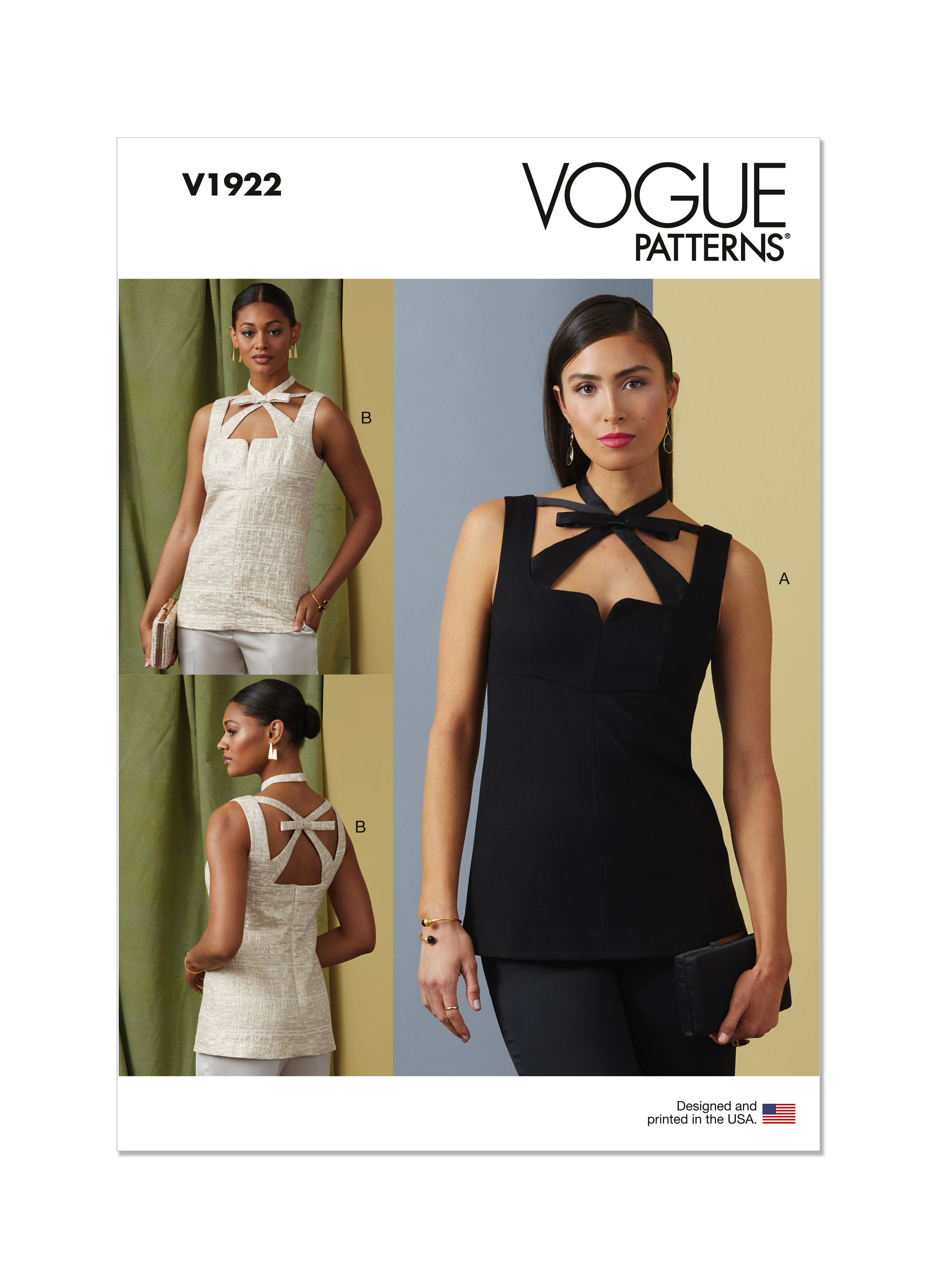 V1922 | Misses' Sleeveless Top | Vogue Patterns