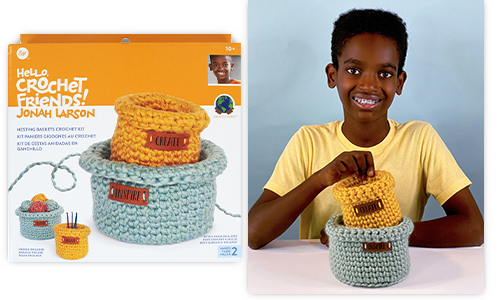 Simplicity 43-40023 Jonah's Hands DIY Hat Beginners Crochet Kit for Kids and Adults, Finished Project 7.5 x 26, Multicolor