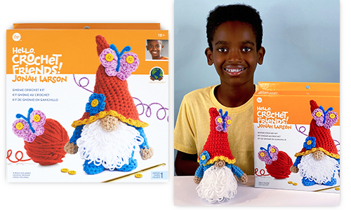 Simplicity 43-40023 Jonah's Hands DIY Hat Beginners Crochet Kit for Kids  and Adults, Finished Project 7.5 x 26, Multicolor 7 Piece