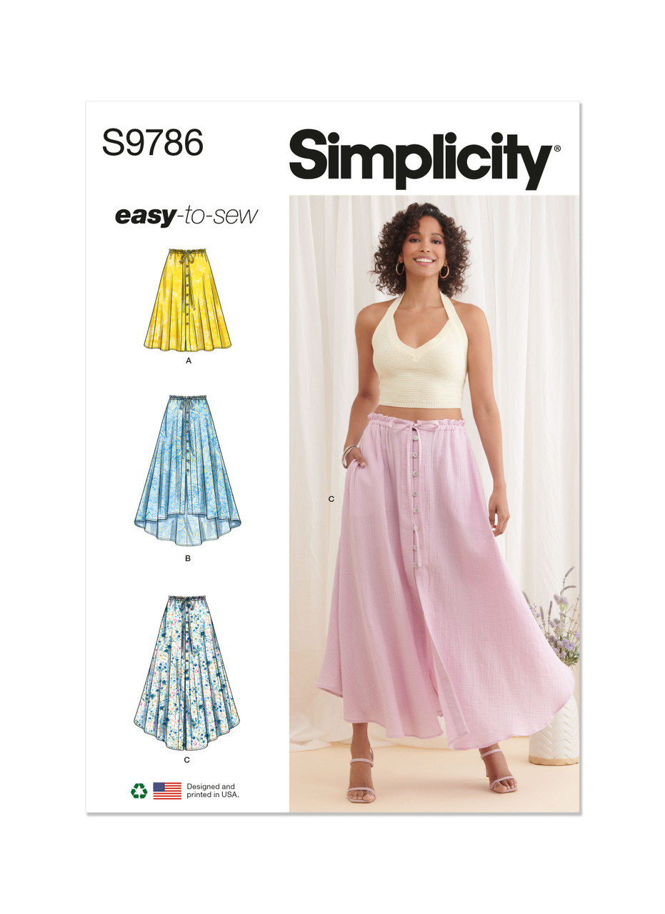 Simplicity S9786 | Misses' Skirt With Hemline Variations | Front of Envelope