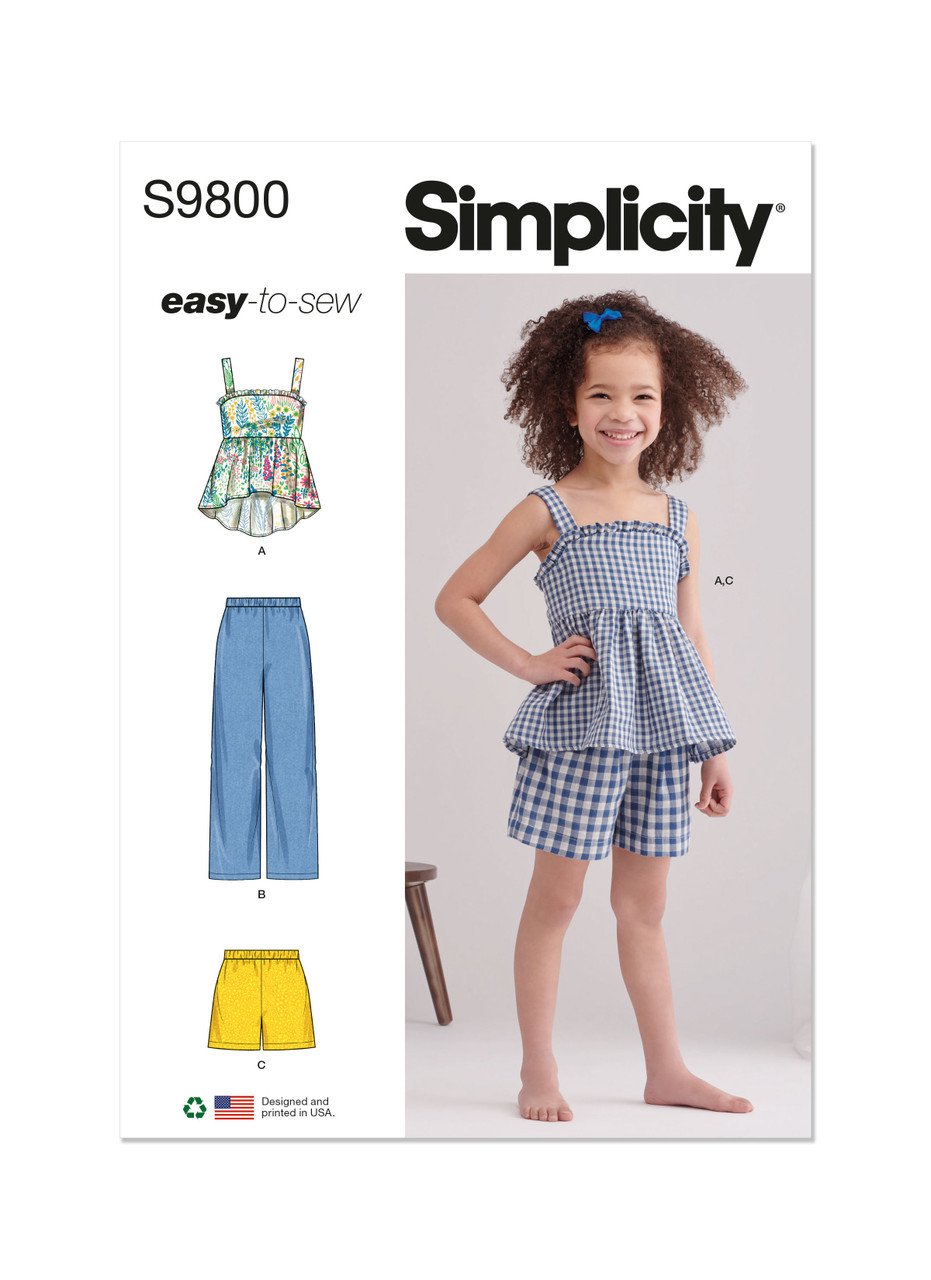 Simplicity S9800 | Children's Top, Pants and Shorts | Front of Envelope