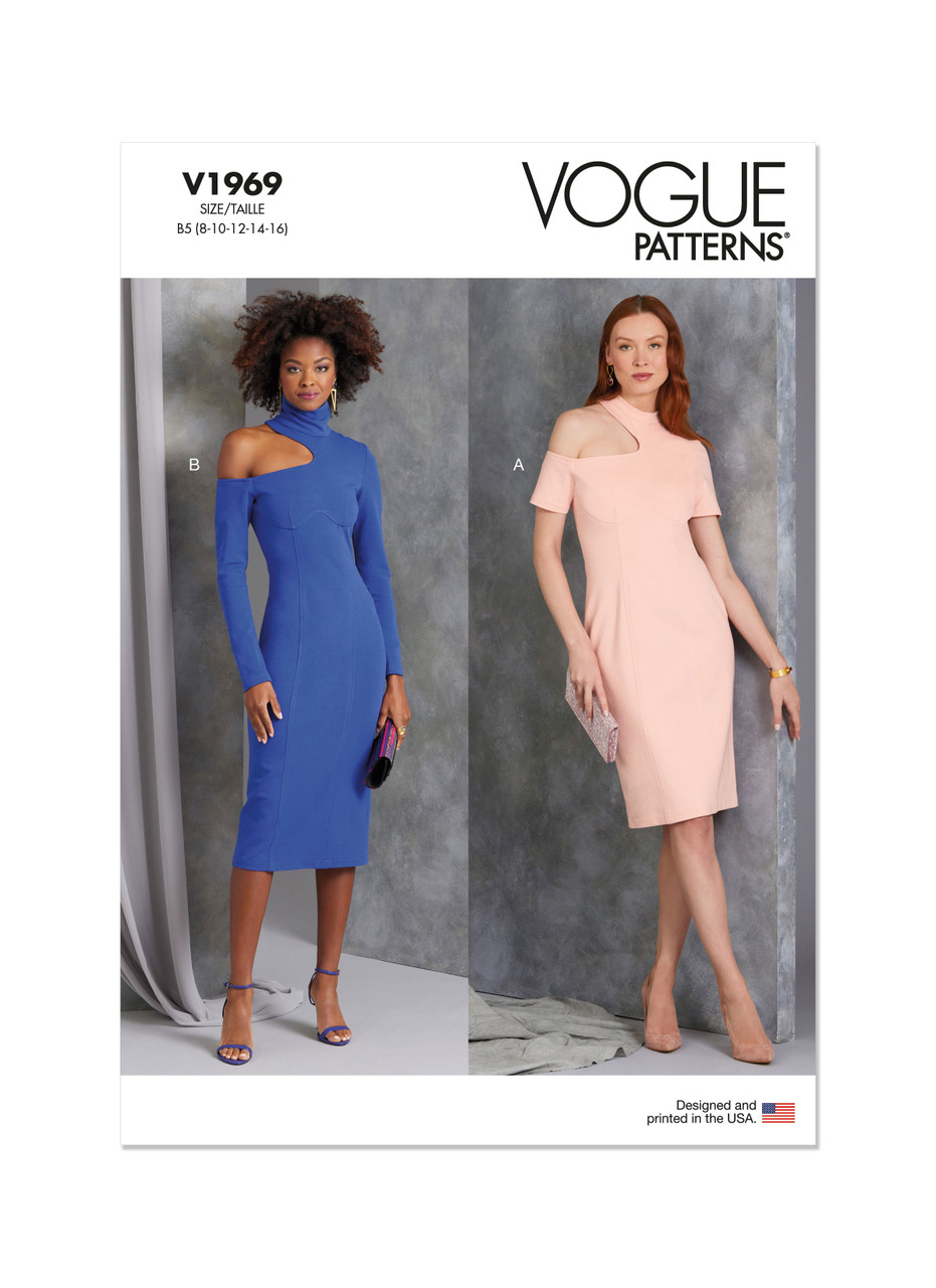 Vogue Patterns V1969 | Misses' Knit Dresses | Front of Envelope