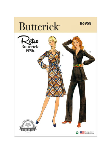 Vintage 70s Butterick Pattern 5216 Mod Dress Tunic Wide Leg Pants Skirt  Size 12