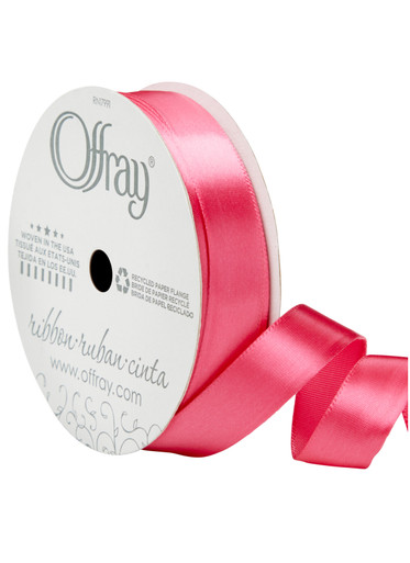 Neon Pink Ribbon, Schiff Single-faced Shocking Pink Satin Ribbon 1 1/2  Inches Wide X 5 Yards 