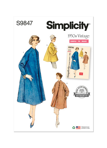 S9847 | Misses' Coat in Three Lengths | Simplicity