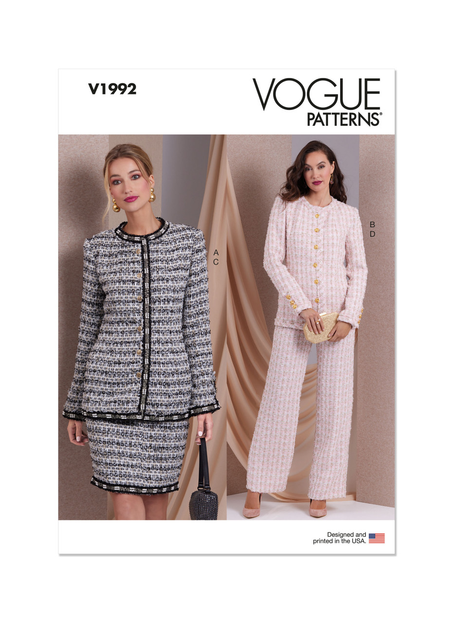 Vogue Patterns V1992 | Misses' Jackets, Skirt and Pants | Front of Envelope