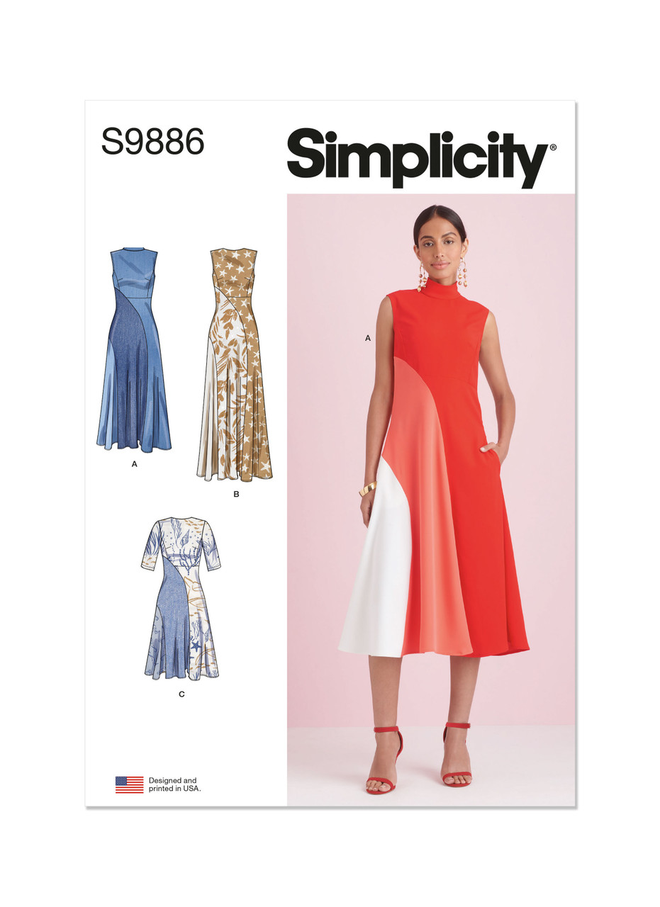 Simplicity S9886 | Misses' Dress with Length Variations | Front of Envelope
